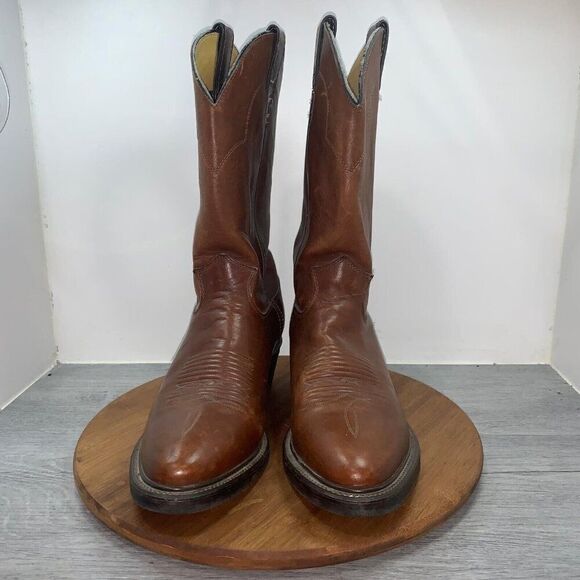 Justin 1108 Brown Men’s 9 D Leather Western Cowboy Boots Made In USA Comfort - Picture 4 of 13